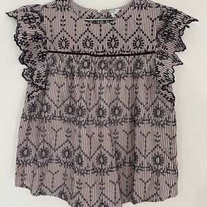 Crown & Ivy Blush and Black Embroidered Blouse
